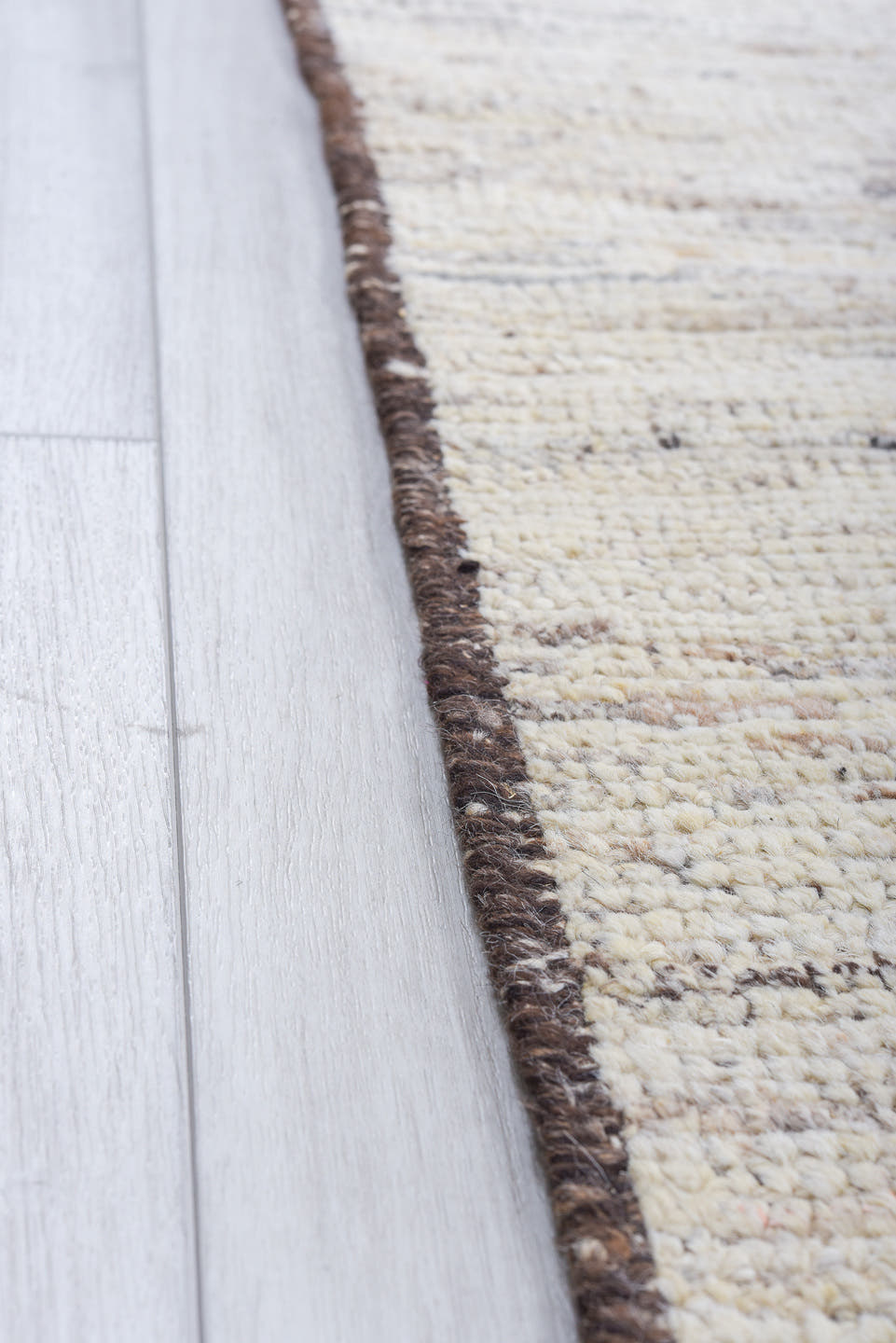 9' x 12' one-of-a-kind handmade vintage Tulu large size rug. Color palette: ivory, blue, taupe, brown, charcoal, beige, gray
