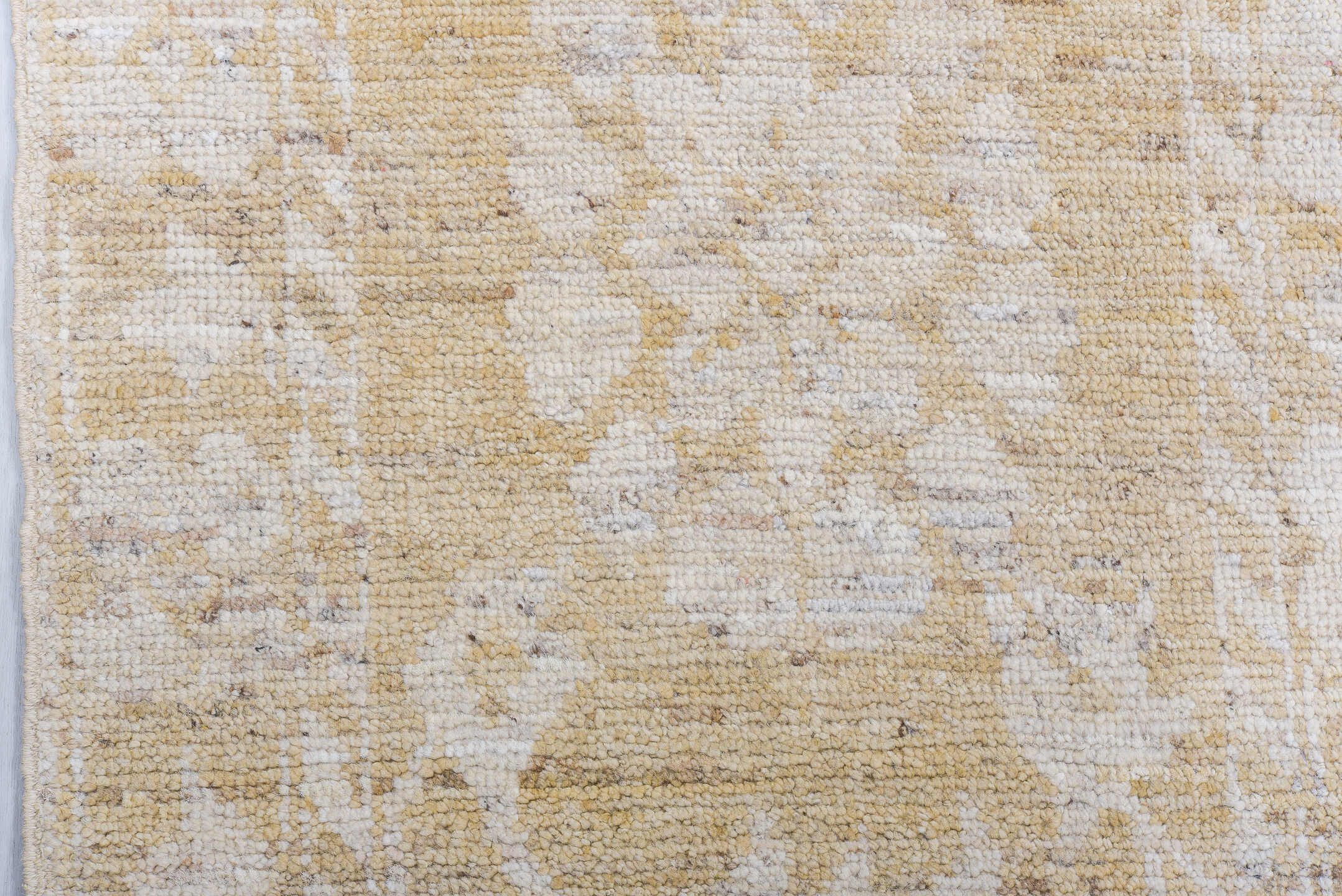 8' x 14' one-of-a-kind handmade vintage Tulu large size rug. Color palette: ivory, beige, cream, taupe, sand, gray