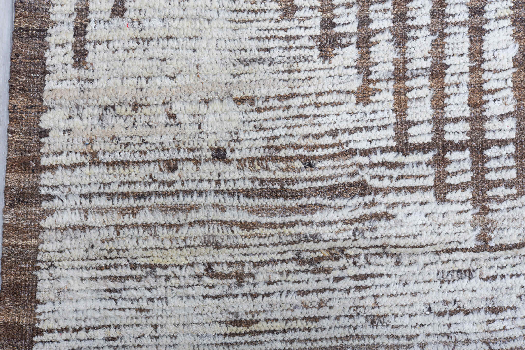 14' x 16' one-of-a-kind handmade vintage Tulu oversize rug. Color palette: ivory, brown, taupe, beige, gray
