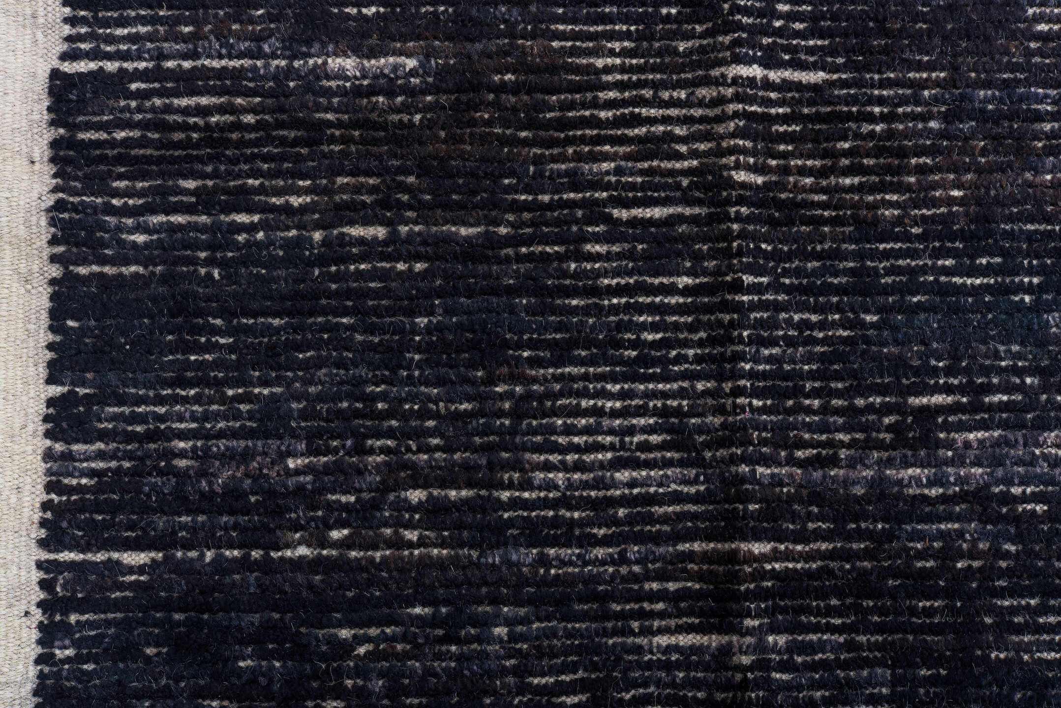 11' x 14' one-of-a-kind handmade vintage Tulu oversize rug. Color palette: charcoal, indigo, ivory, slate, blue gray, black