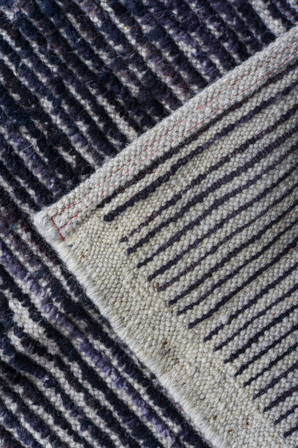 11' x 14' one-of-a-kind handmade vintage Tulu oversize rug. Color palette: charcoal, indigo, ivory, slate, blue gray, black
