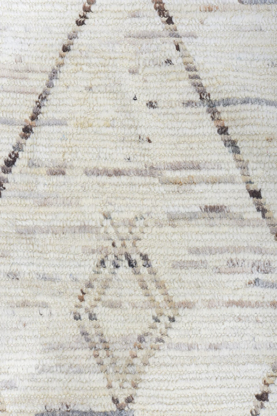 8' x 11' one-of-a-kind handmade vintage Tulu large size rug. Color palette: ivory, taupe, brown, gray, beige
