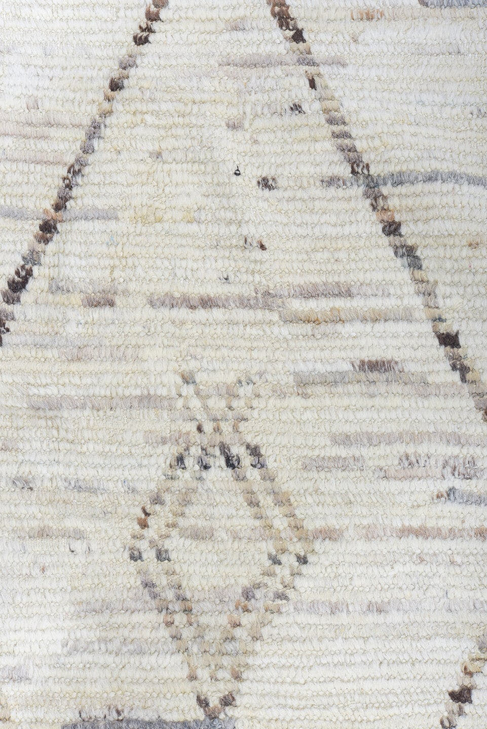 8' x 11' one-of-a-kind handmade vintage Tulu large size rug. Color palette: ivory, taupe, brown, gray, beige