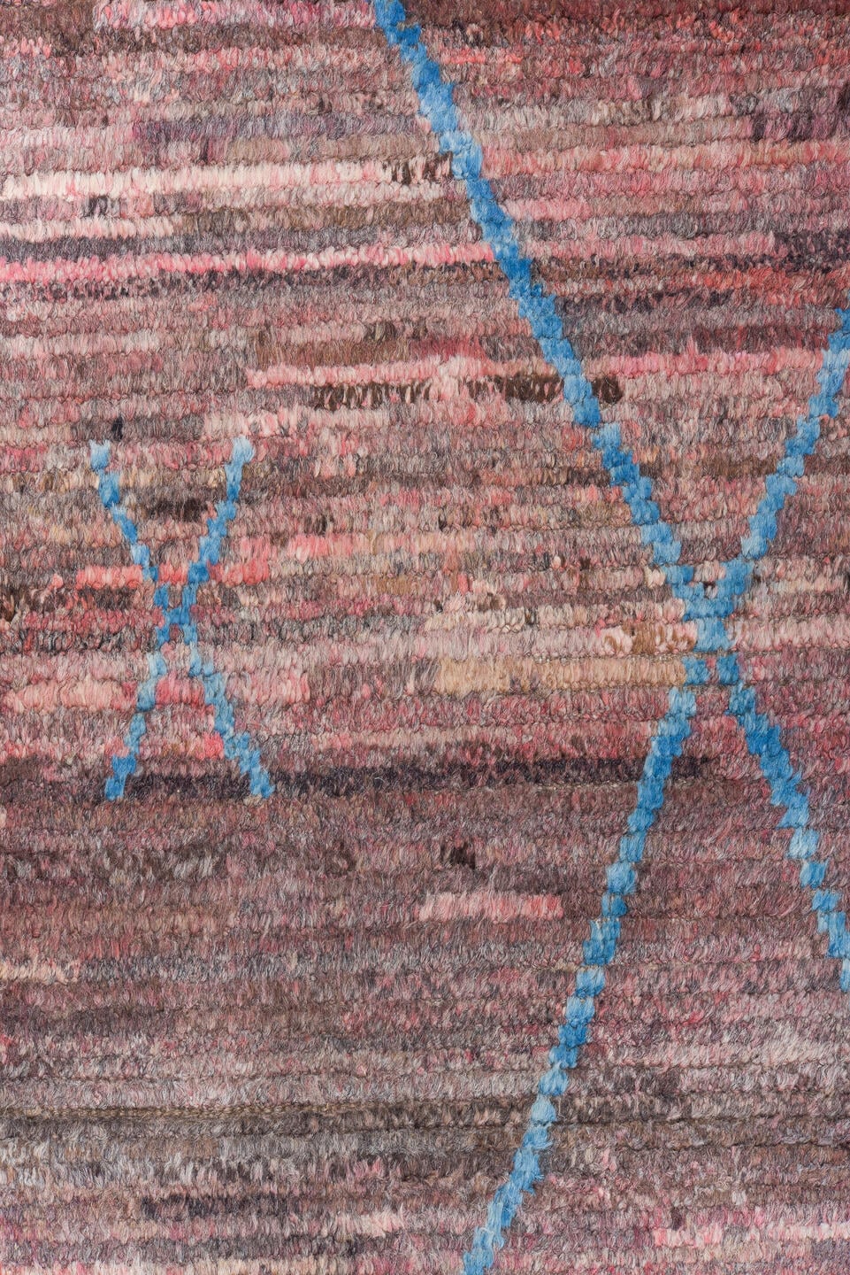 8' x 11' one-of-a-kind handmade vintage Tulu large size rug. Color palette: mauve, taupe, charcoal, blue gray, rose, brown