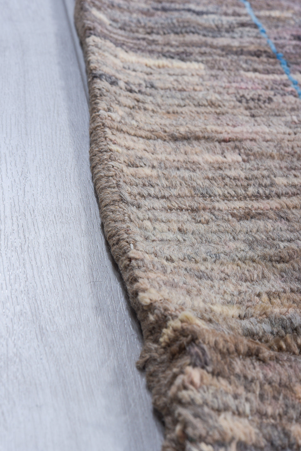 8' x 11' one-of-a-kind handmade vintage Tulu large size rug. Color palette: mauve, taupe, charcoal, blue gray, rose, brown