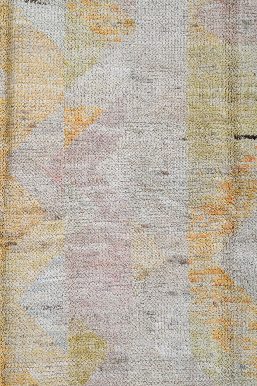 4' x 5' one-of-a-kind handmade vintage Kilim small size rug. Color palette: ivory, saffron, blush, sky blue, sage, taupe