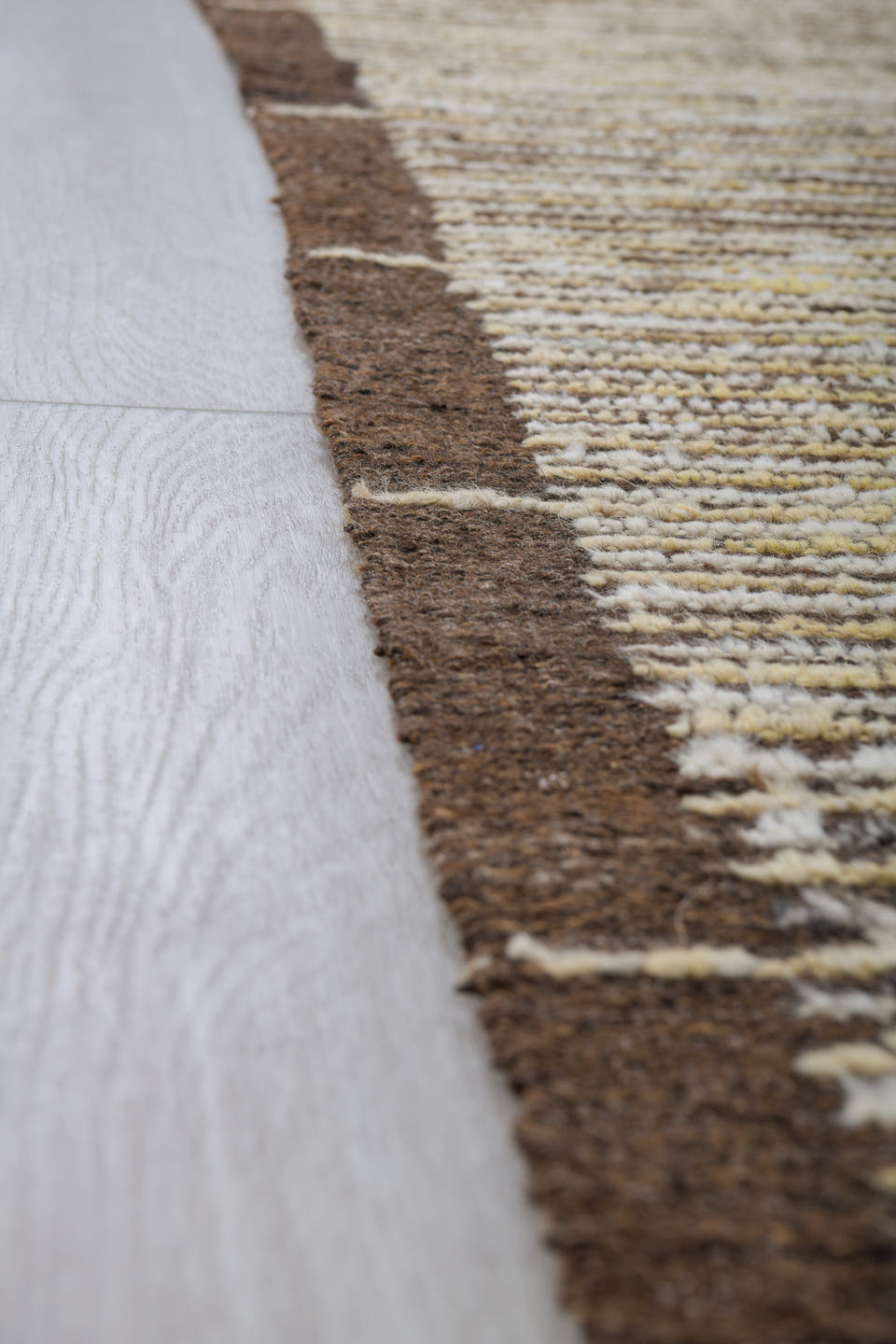 2' x 15' one-of-a-kind handmade vintage Tulu runner rug. Color palette: brown, ivory, camel, taupe, charcoal, beige, gray