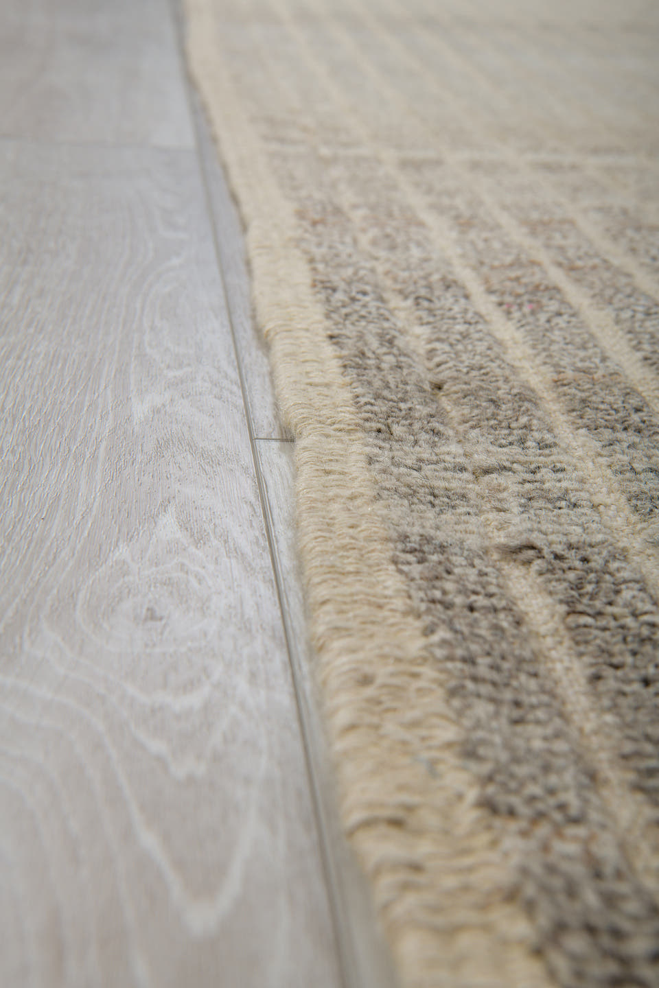 3' x 13' one-of-a-kind handmade vintage Tulu runner rug. Color palette: ivory, gray, taupe, cream, beige