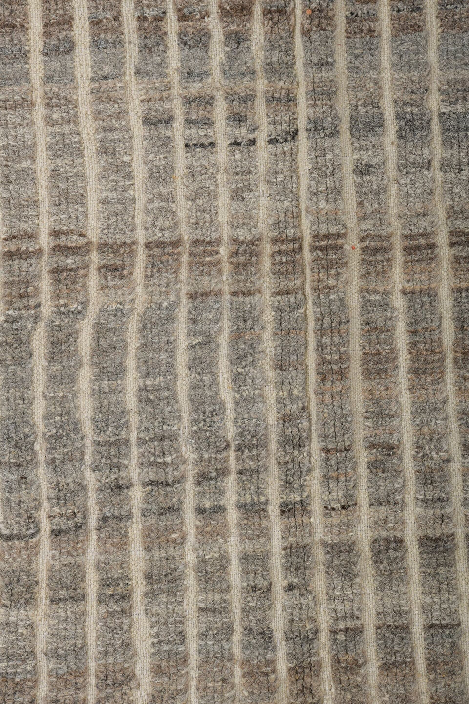 3' x 9' one-of-a-kind handmade vintage Tulu runner rug. Color palette: ivory, taupe, charcoal, camel, gray, brown, beige