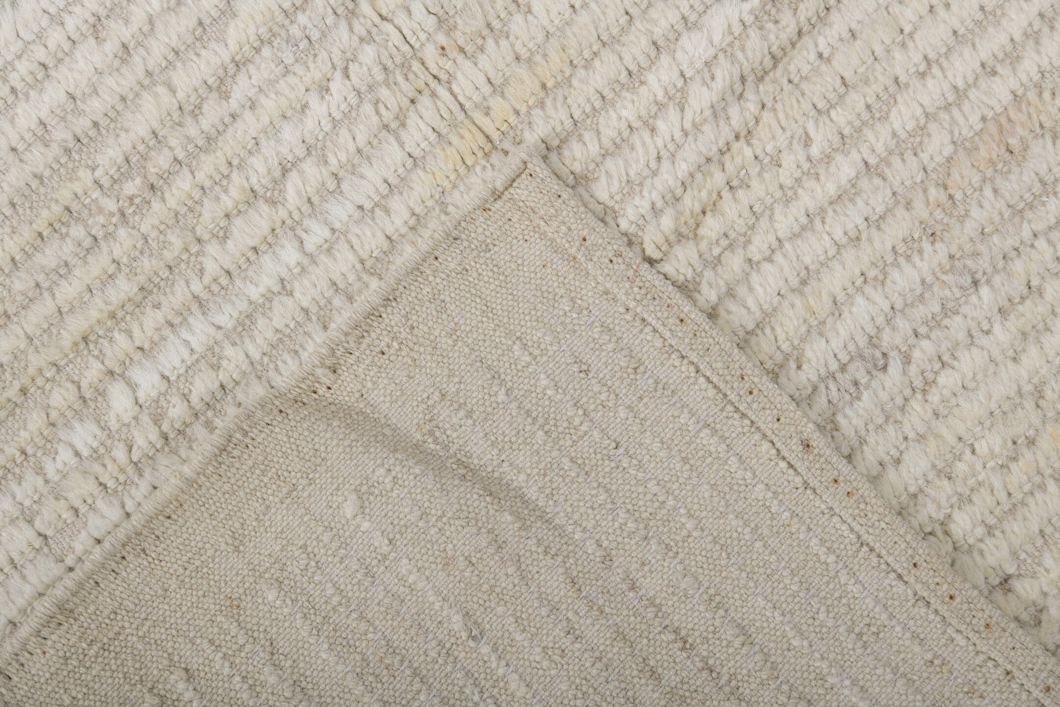 3' x 10' one-of-a-kind handmade vintage Tulu runner rug. Color palette: ivory, cream, beige, taupe, gray