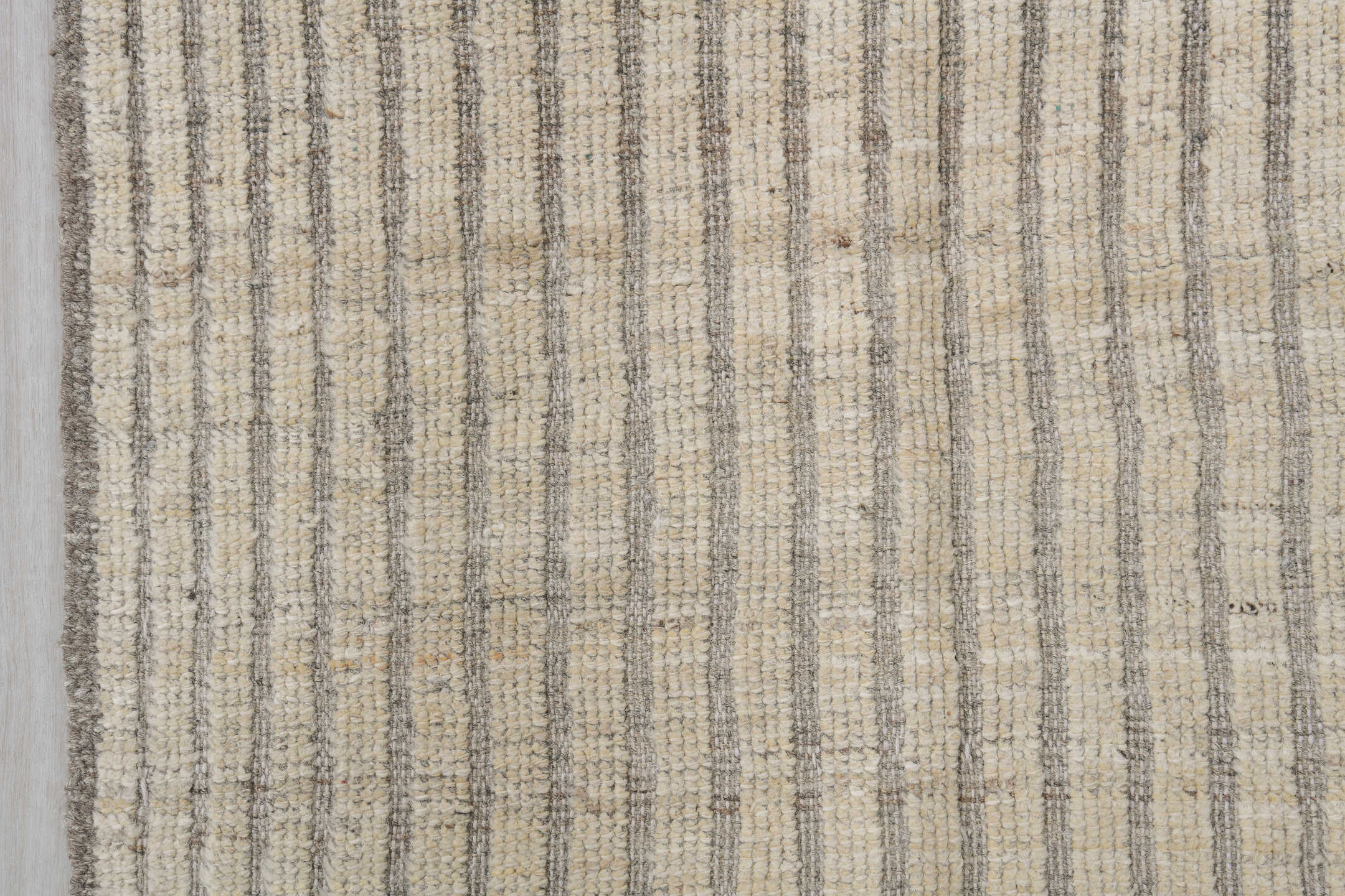 2' x 9' one-of-a-kind handmade vintage Tulu runner rug. Color palette: ivory, taupe, gray, cream, beige