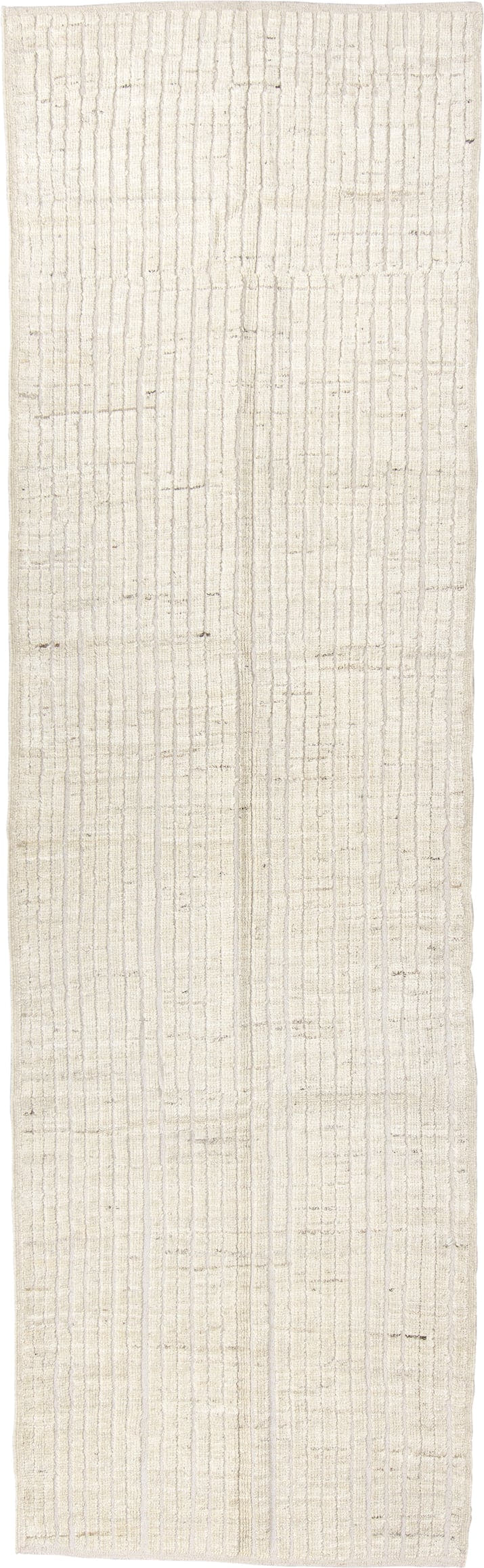 3' x 10' one-of-a-kind handmade vintage Tulu runner rug. Color palette: ivory, cream, beige, taupe, light gray, gray
