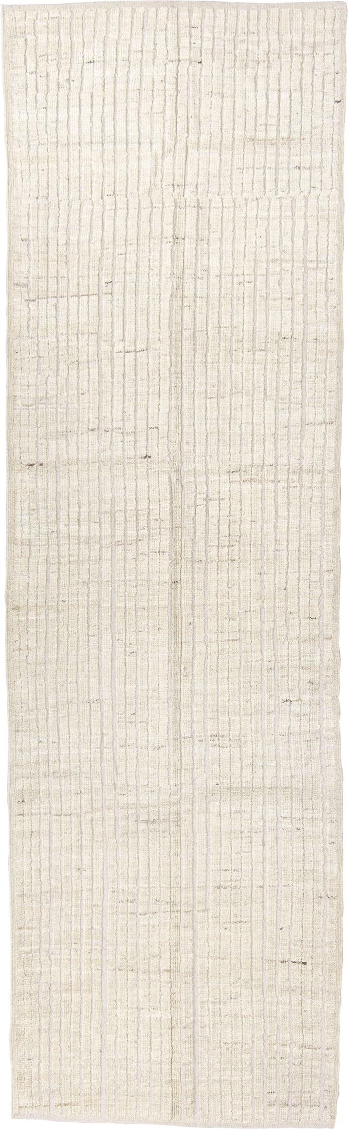 3' x 10' one-of-a-kind handmade vintage Tulu runner rug. Color palette: ivory, cream, beige, taupe, light gray, gray