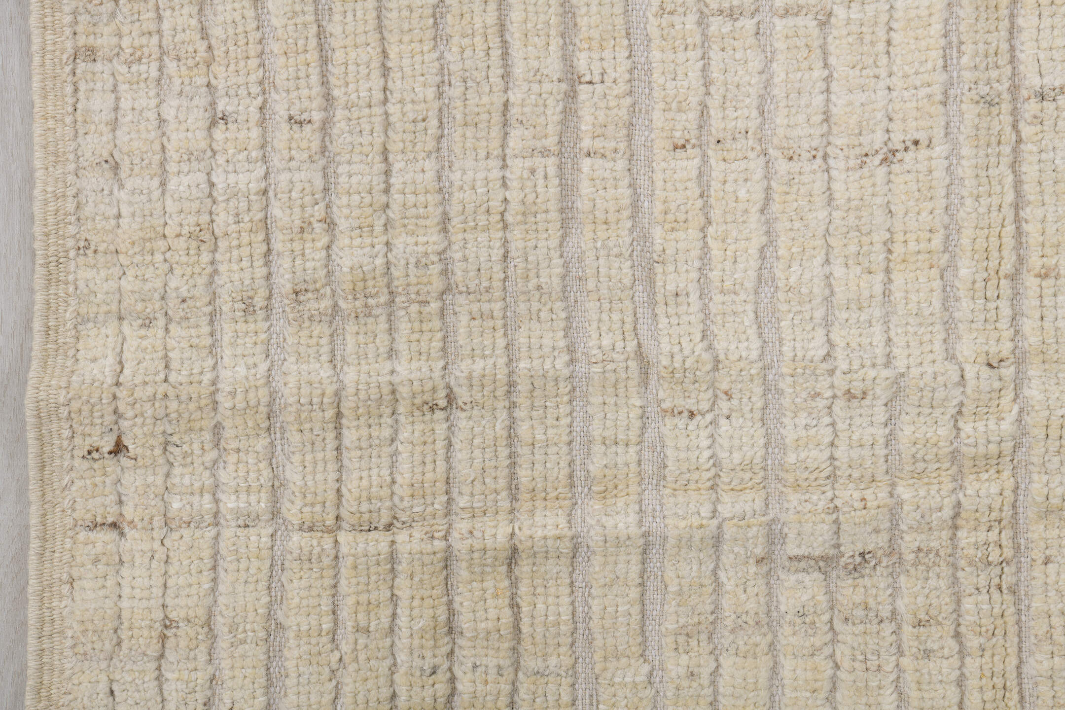 3' x 10' one-of-a-kind handmade vintage Tulu runner rug. Color palette: ivory, cream, beige, taupe, light gray, gray