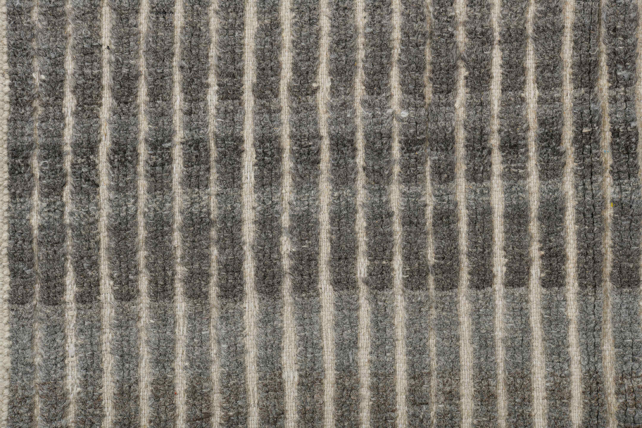 3' x 9' one-of-a-kind handmade vintage Tulu runner rug. Color palette: ivory, gray, taupe, brown, charcoal, beige, black