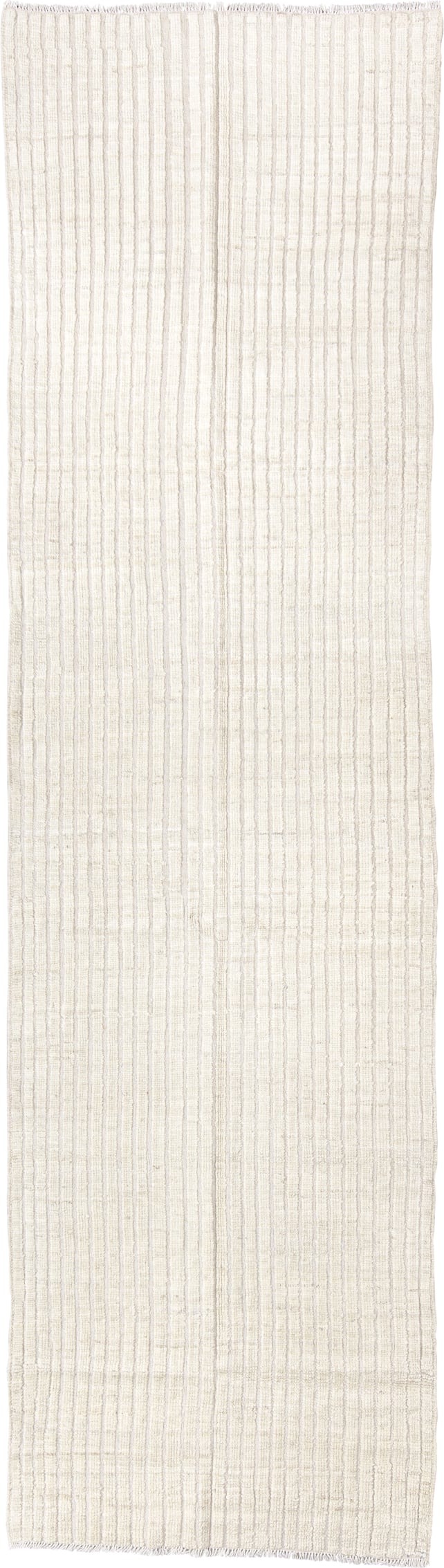 3' x 11' one-of-a-kind handmade vintage Tulu runner rug. Color palette: ivory, cream, beige