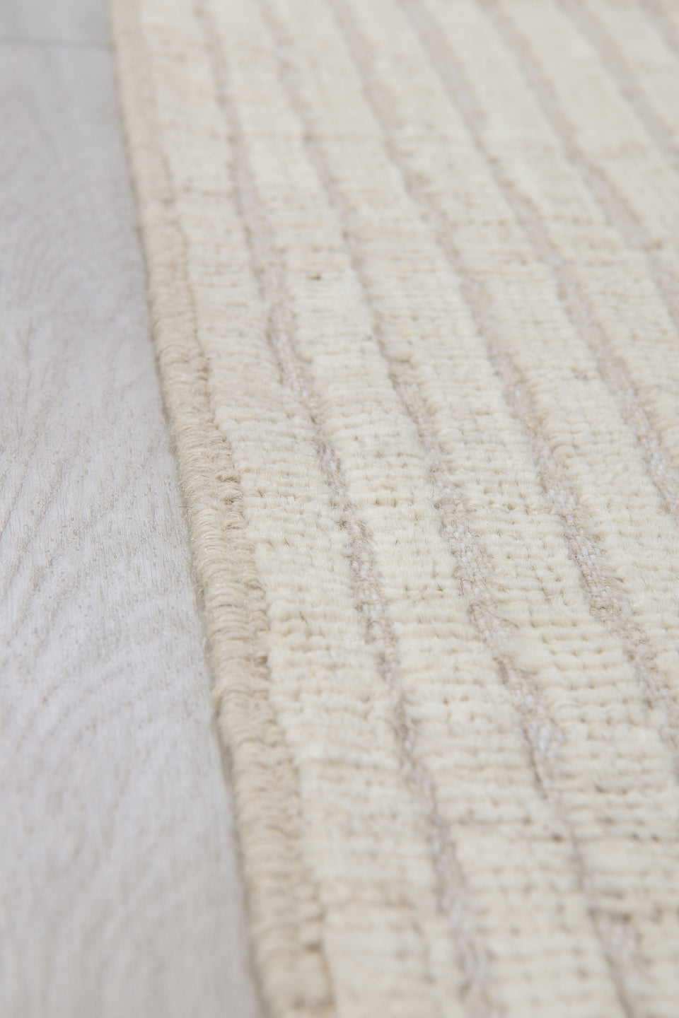 3' x 11' one-of-a-kind handmade vintage Tulu runner rug. Color palette: ivory, cream, beige