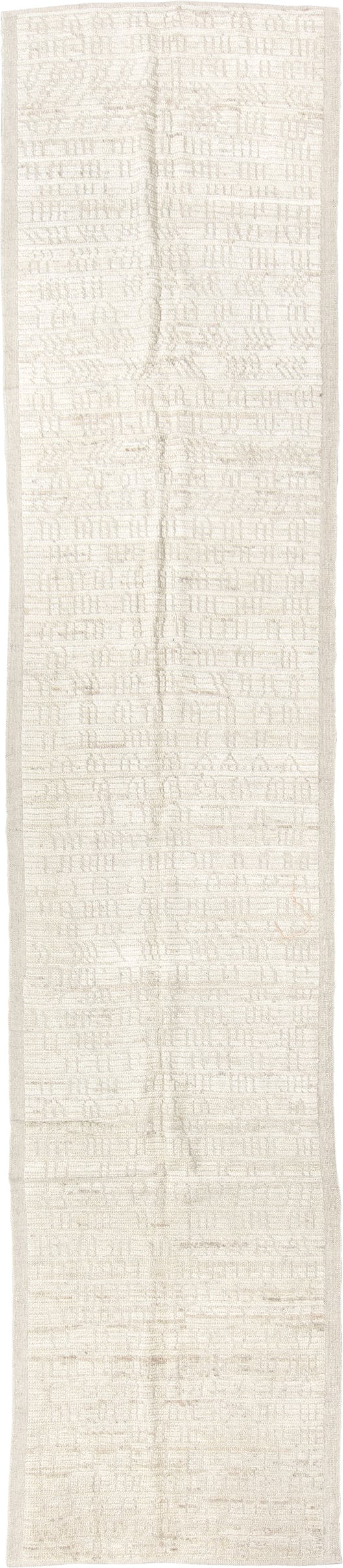 2' x 13' one-of-a-kind handmade vintage Tulu runner rug. Color palette: ivory, cream, beige, taupe, gray