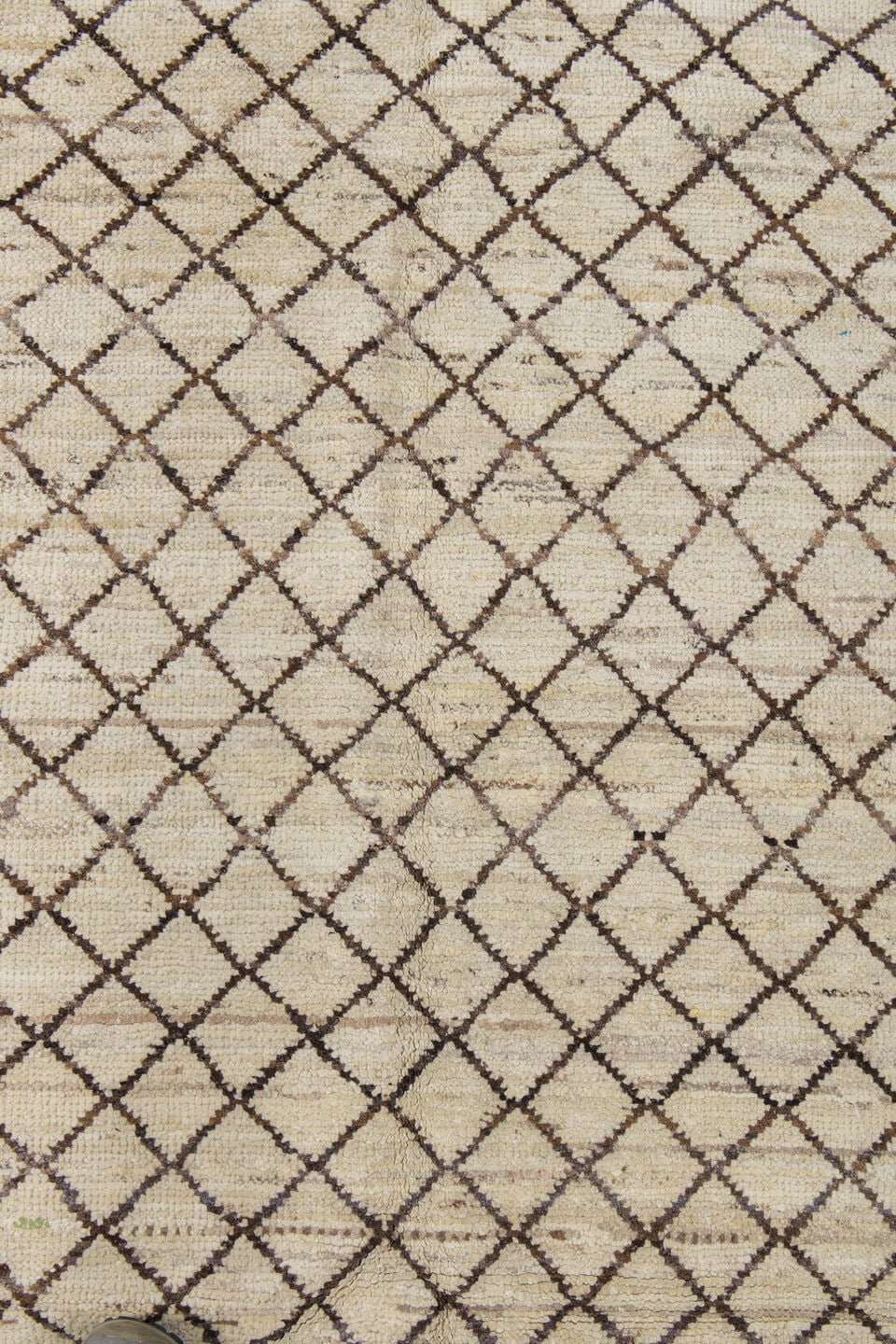 2' x 9' one-of-a-kind handmade vintage Tulu runner rug. Color palette: ivory, brown, taupe, beige, gray