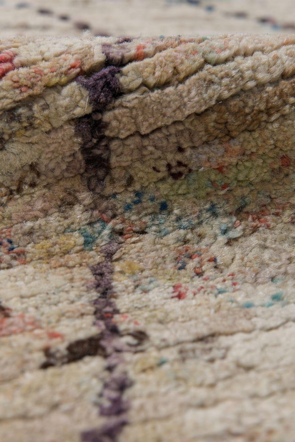 2' x 9' one-of-a-kind handmade vintage Tulu runner rug. Color palette: ivory, cream, coral, brown, sky_blue, taupe