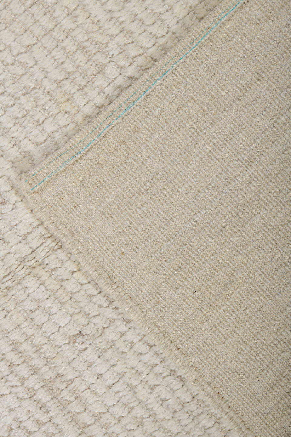 3' x 9' one-of-a-kind handmade vintage Tulu runner rug. Color palette: ivory, cream, beige