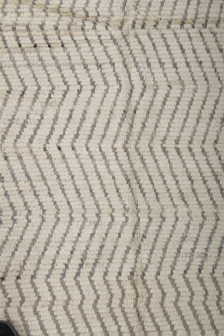 2' x 12' one-of-a-kind handmade vintage Tulu runner rug. Color palette: ivory, gray, taupe, beige