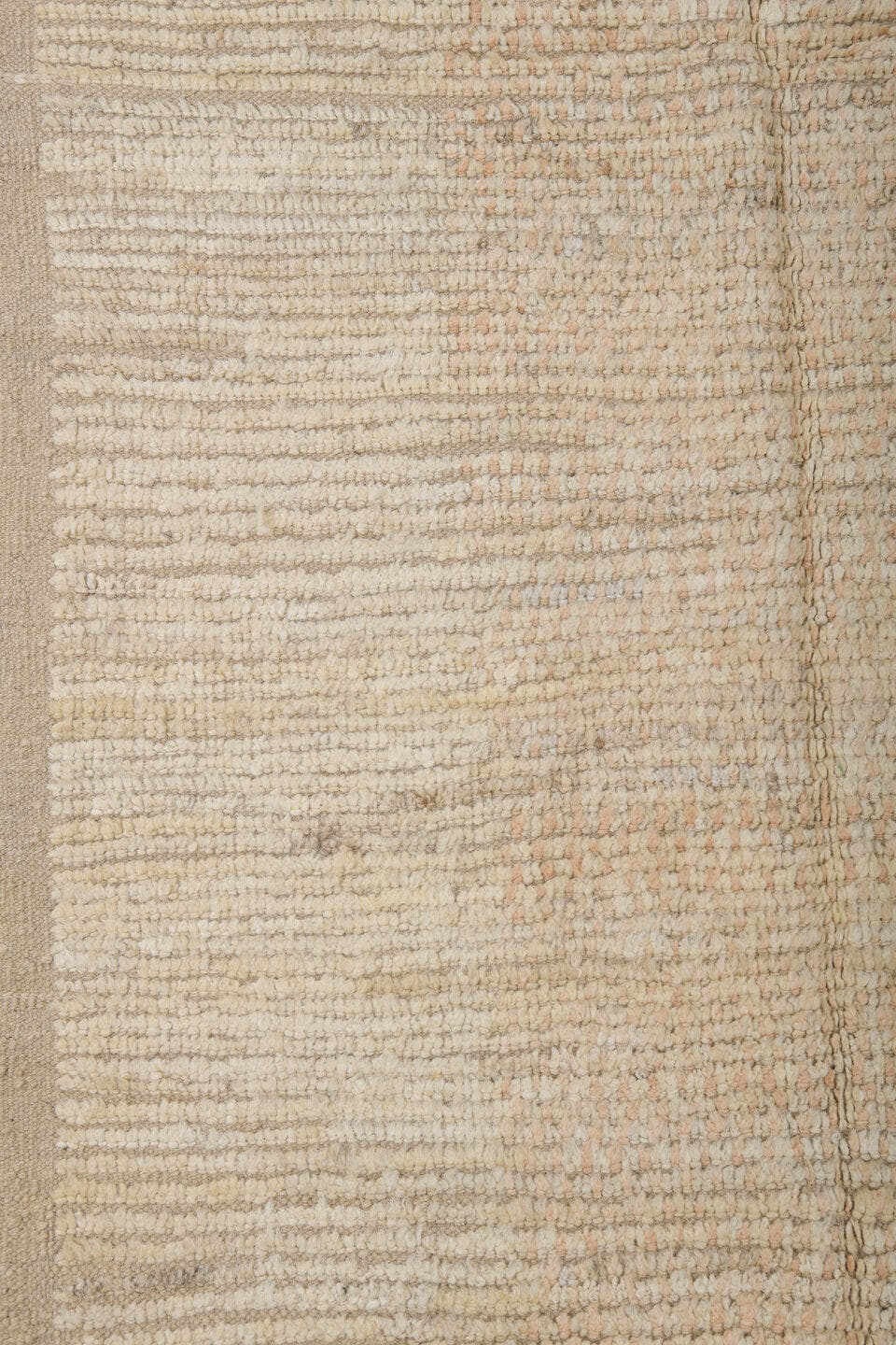 2' x 13' one-of-a-kind handmade vintage Tulu runner rug. Color palette: ivory, beige, taupe, sand, pale peach, camel