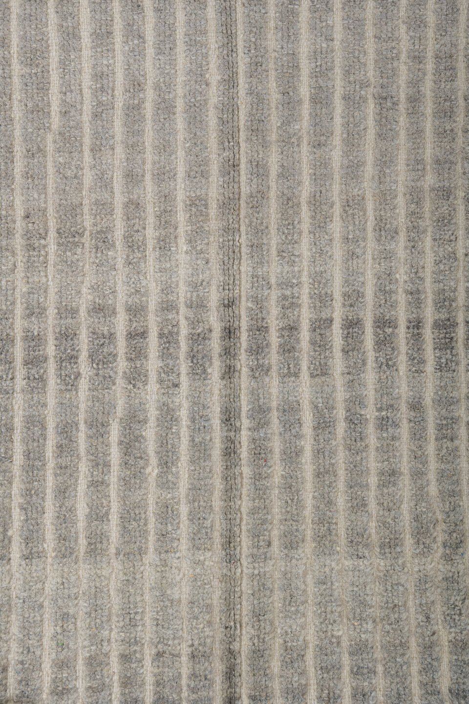 3' x 9' one-of-a-kind handmade vintage Tulu runner rug. Color palette: dim gray, gray, light gray, off-white, pink, silver