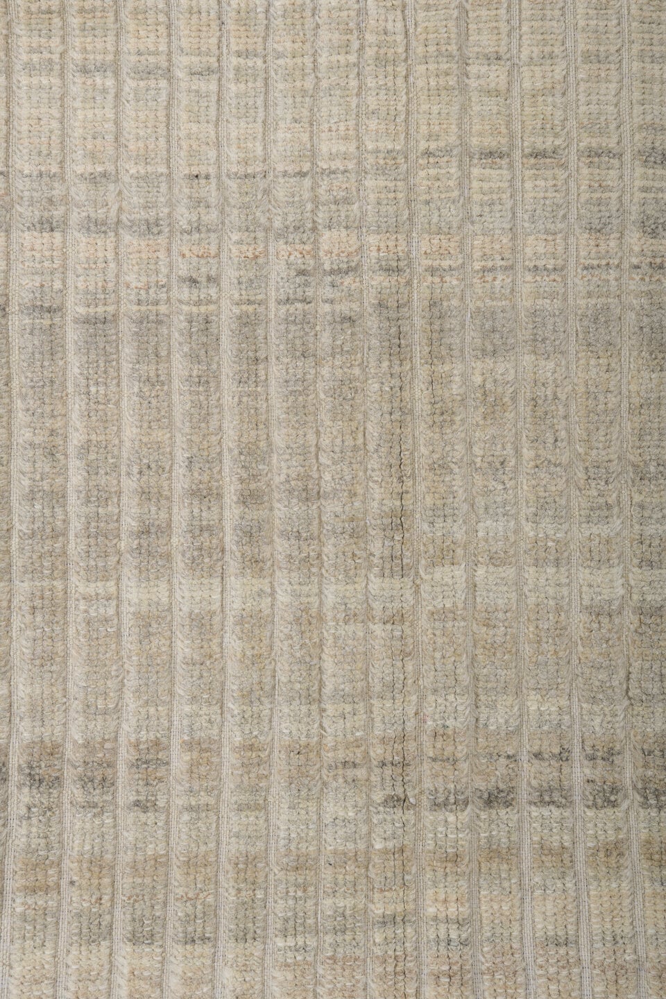 3' x 10' one-of-a-kind handmade vintage Tulu runner rug. Color palette: ivory, taupe, gray, beige, camel