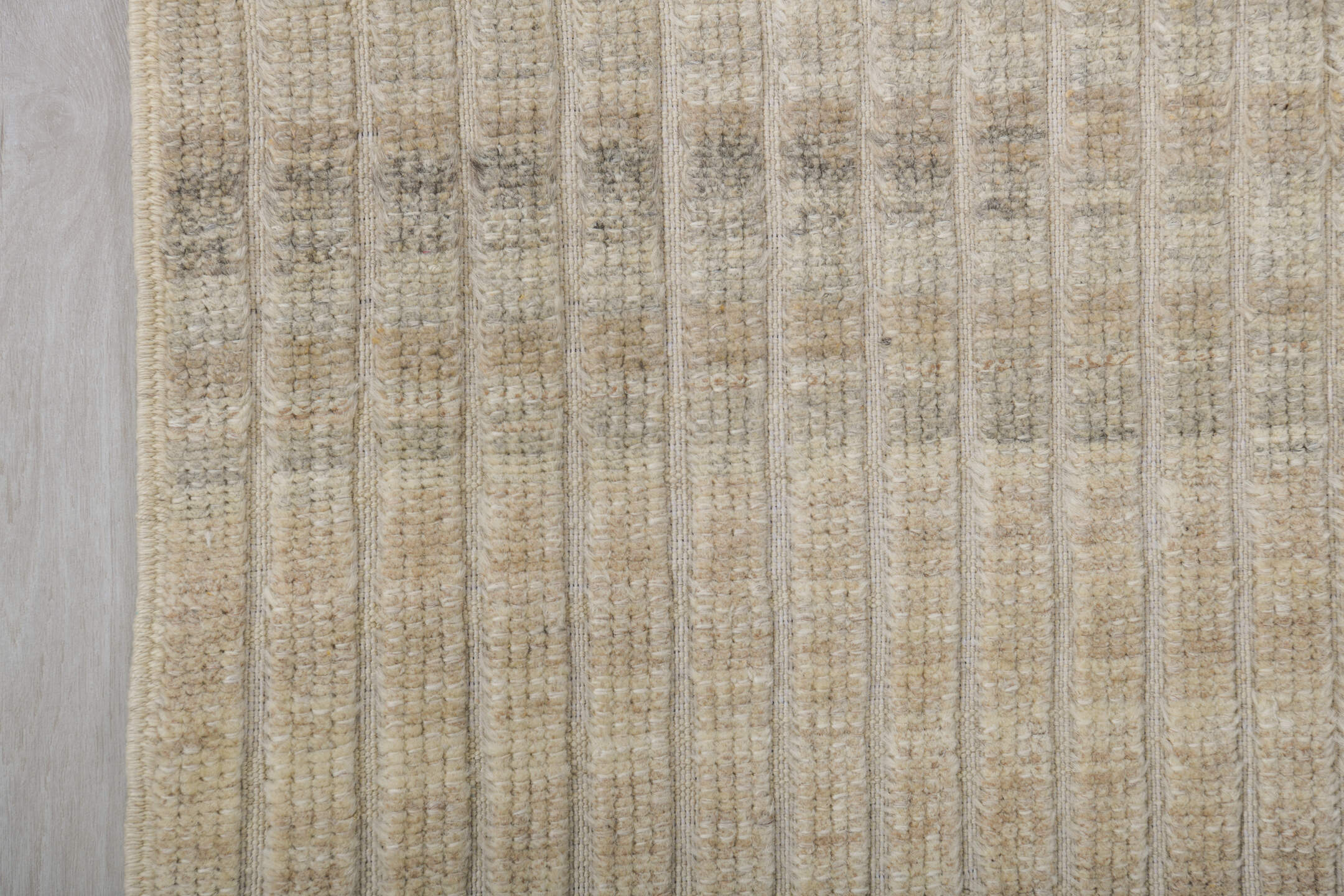 3' x 10' one-of-a-kind handmade vintage Tulu runner rug. Color palette: ivory, taupe, gray, beige, camel