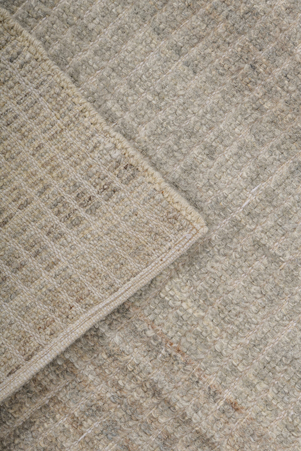2' x 9' one-of-a-kind handmade vintage Tulu runner rug. Color palette: ivory, taupe, light gray, beige, greige, gray