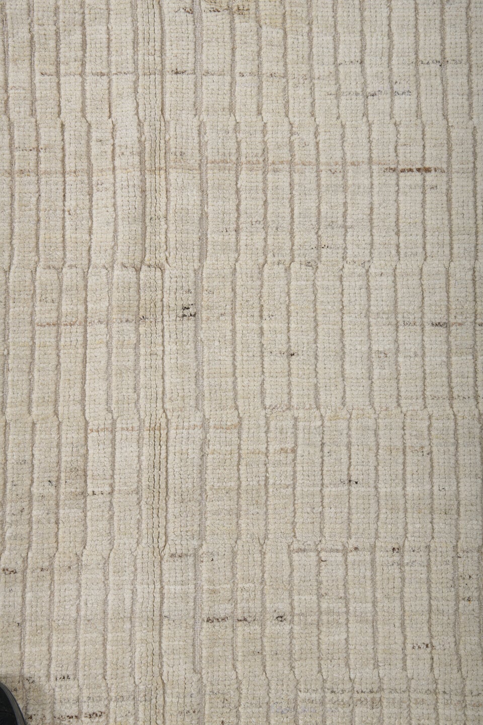 3' x 9' one-of-a-kind handmade vintage Tulu runner rug. Color palette: ivory, cream, taupe, charcoal, beige, gray, black