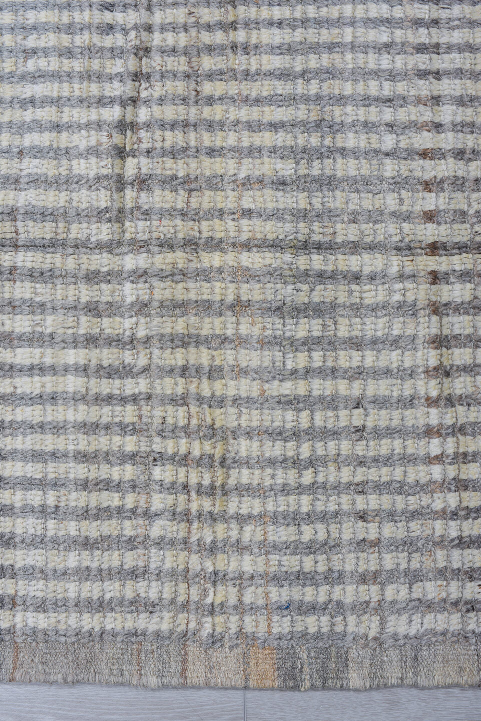 3' x 13' one-of-a-kind handmade vintage Tulu runner rug. Color palette: ivory, gray, taupe, beige, charcoal, black