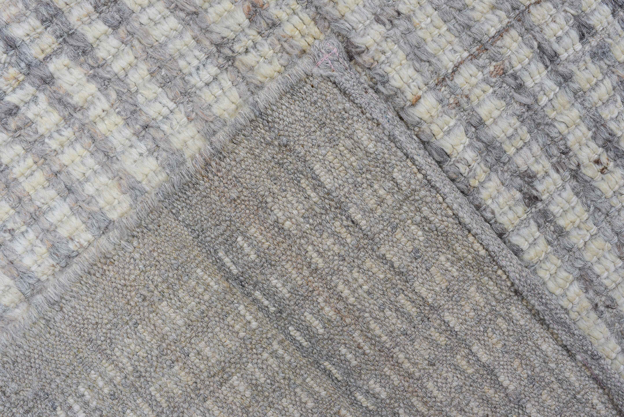 3' x 13' one-of-a-kind handmade vintage Tulu runner rug. Color palette: dark gray, gainsboro, gray, light blue, light gray