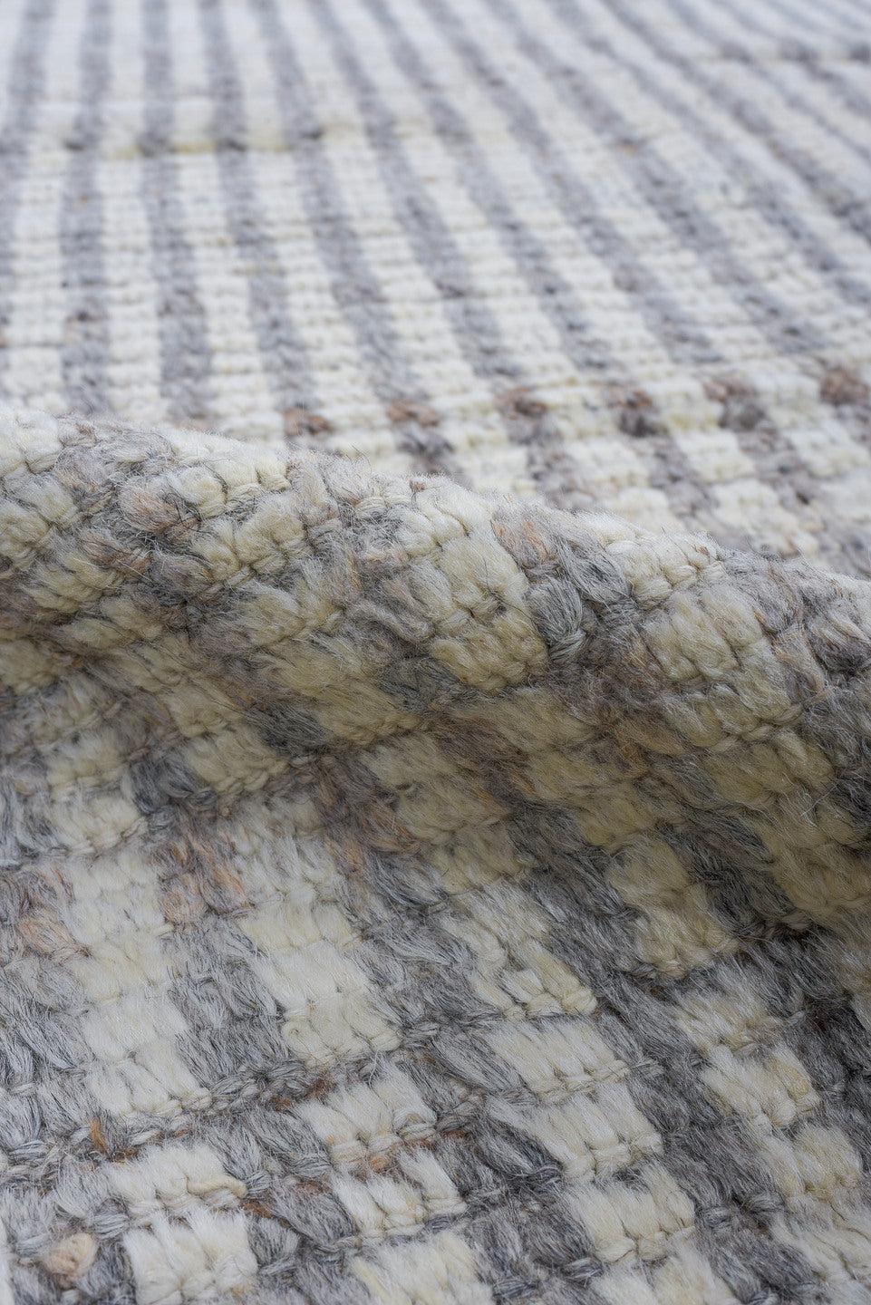 3' x 13' one-of-a-kind handmade vintage Tulu runner rug. Color palette: ivory, gray, taupe, beige, charcoal, black