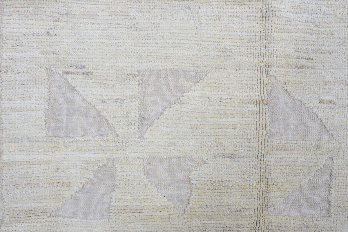 3' x 9' one-of-a-kind handmade vintage Tulu runner rug. Color palette: ivory, cream, taupe, pale gray, beige, gray