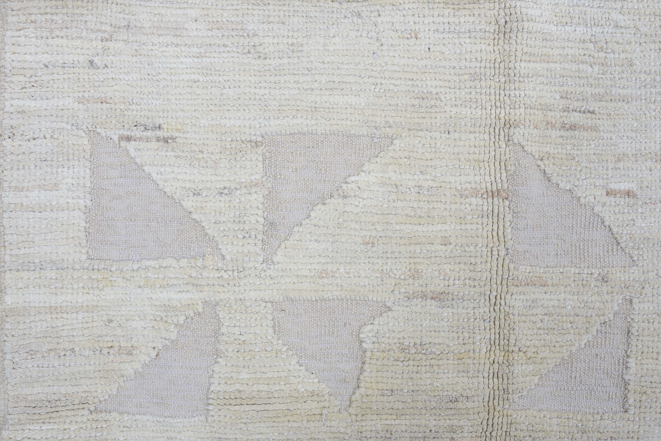 3' x 9' one-of-a-kind handmade vintage Tulu runner rug. Color palette: ivory, cream, taupe, pale gray, beige, gray