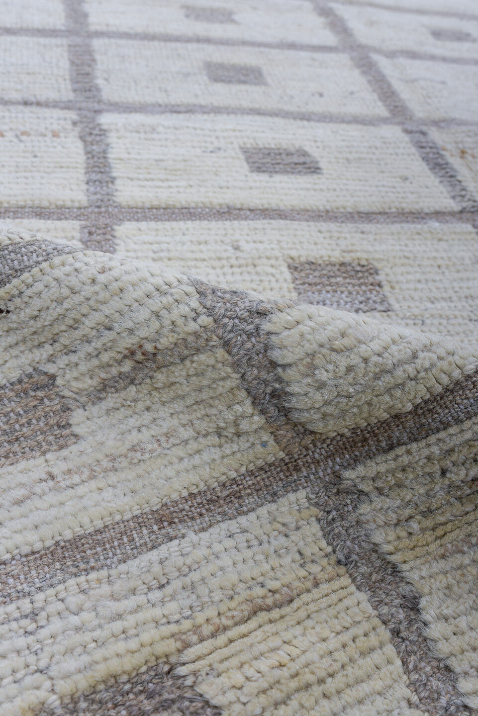 3' x 11' one-of-a-kind handmade vintage Tulu runner rug. Color palette: ivory, taupe, beige, light_gray, gray, light gray