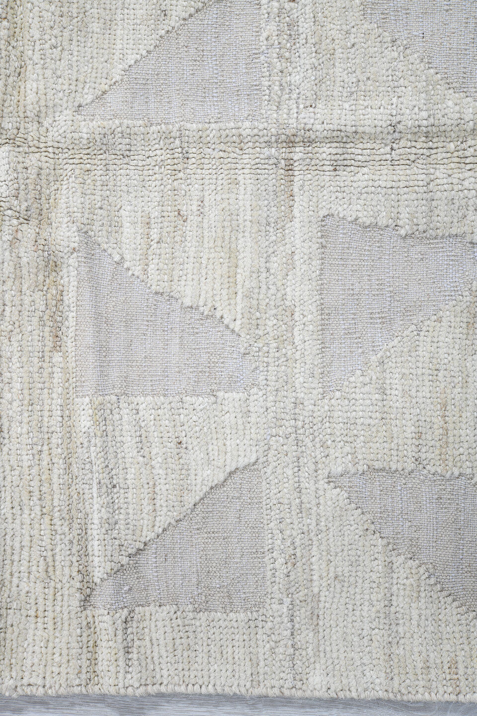 3' x 10' one-of-a-kind handmade vintage Tulu runner rug. Color palette: ivory, cream, taupe, beige, light gray, gray