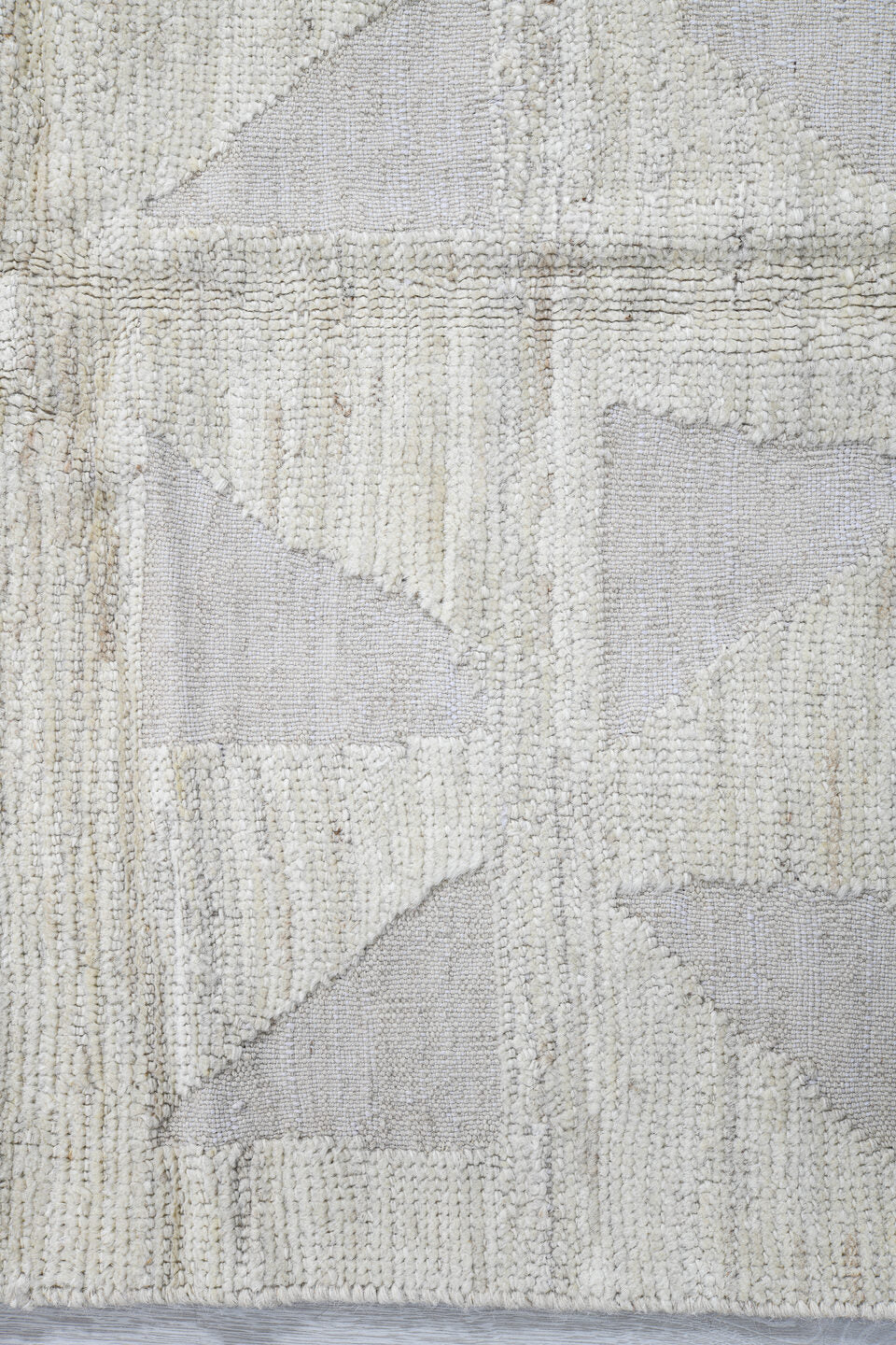 3' x 10' one-of-a-kind handmade vintage Tulu runner rug. Color palette: ivory, cream, taupe, beige, light gray, gray