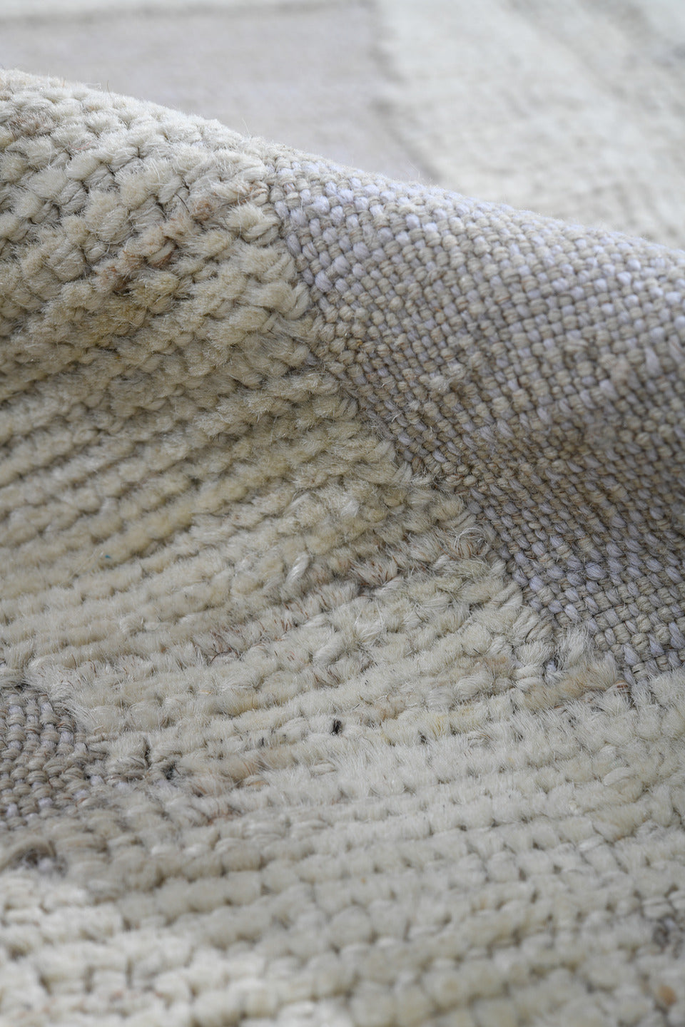 3' x 10' one-of-a-kind handmade vintage Tulu runner rug. Color palette: ivory, cream, taupe, beige, light gray, gray