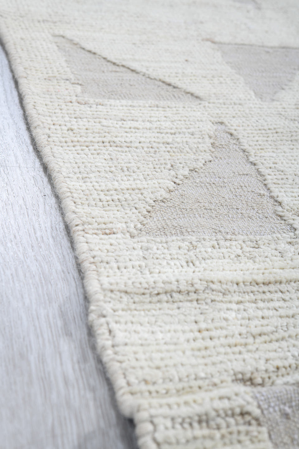 3' x 10' one-of-a-kind handmade vintage Tulu runner rug. Color palette: ivory, cream, taupe, beige, light gray, gray