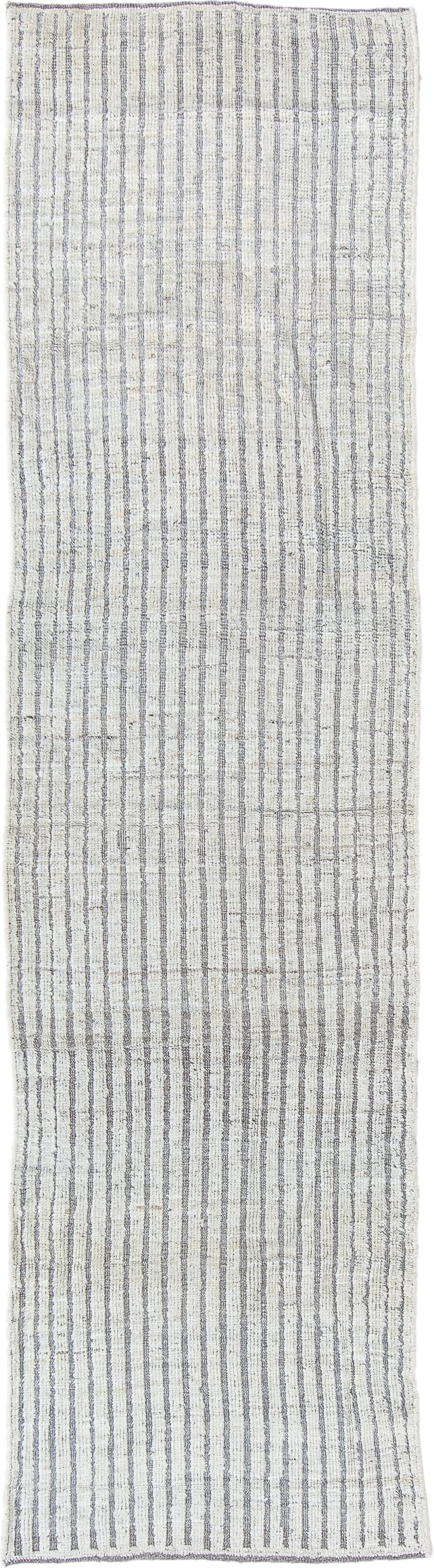 2' x 9' one-of-a-kind handmade vintage Tulu runner rug. Color palette: ivory, gray, taupe, beige