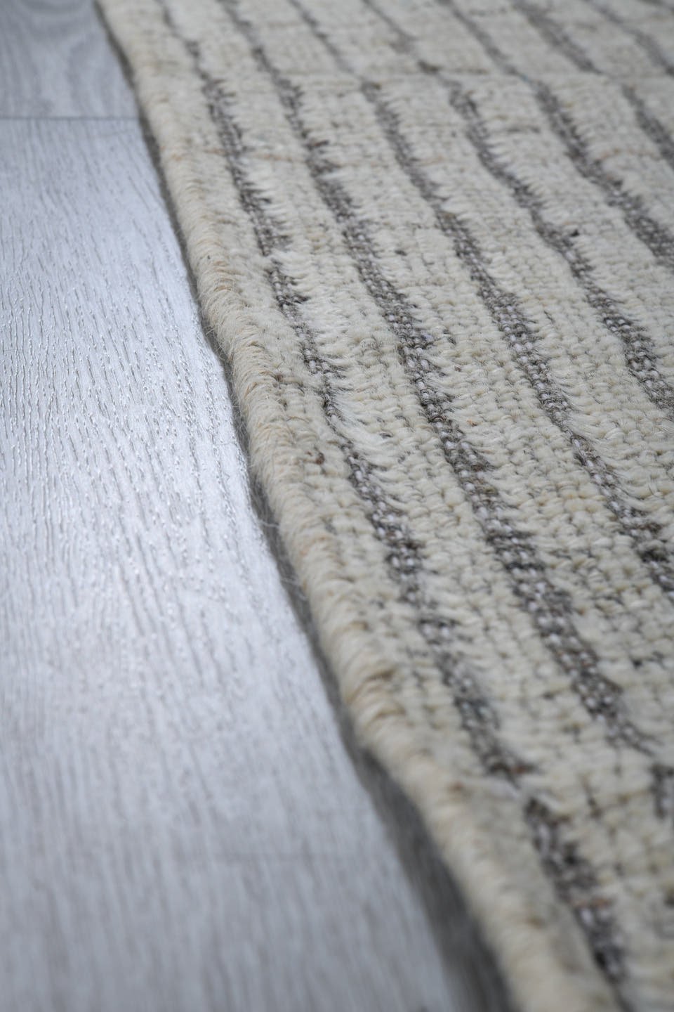 2' x 9' one-of-a-kind handmade vintage Tulu runner rug. Color palette: ivory, gray, taupe, beige