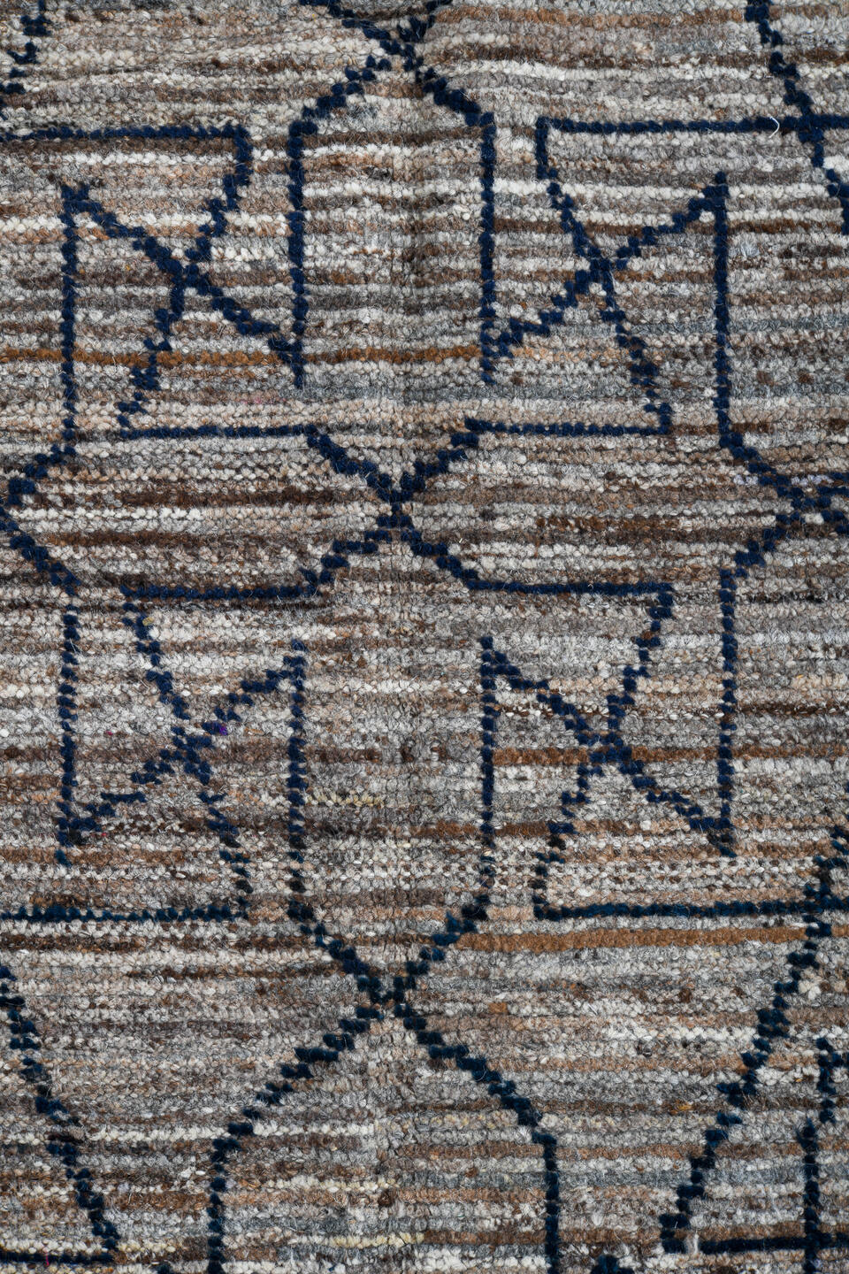 3' x 9' one-of-a-kind handmade vintage Tulu runner rug. Color palette: black, blue, brown, charcoal, dim gray, gainsboro