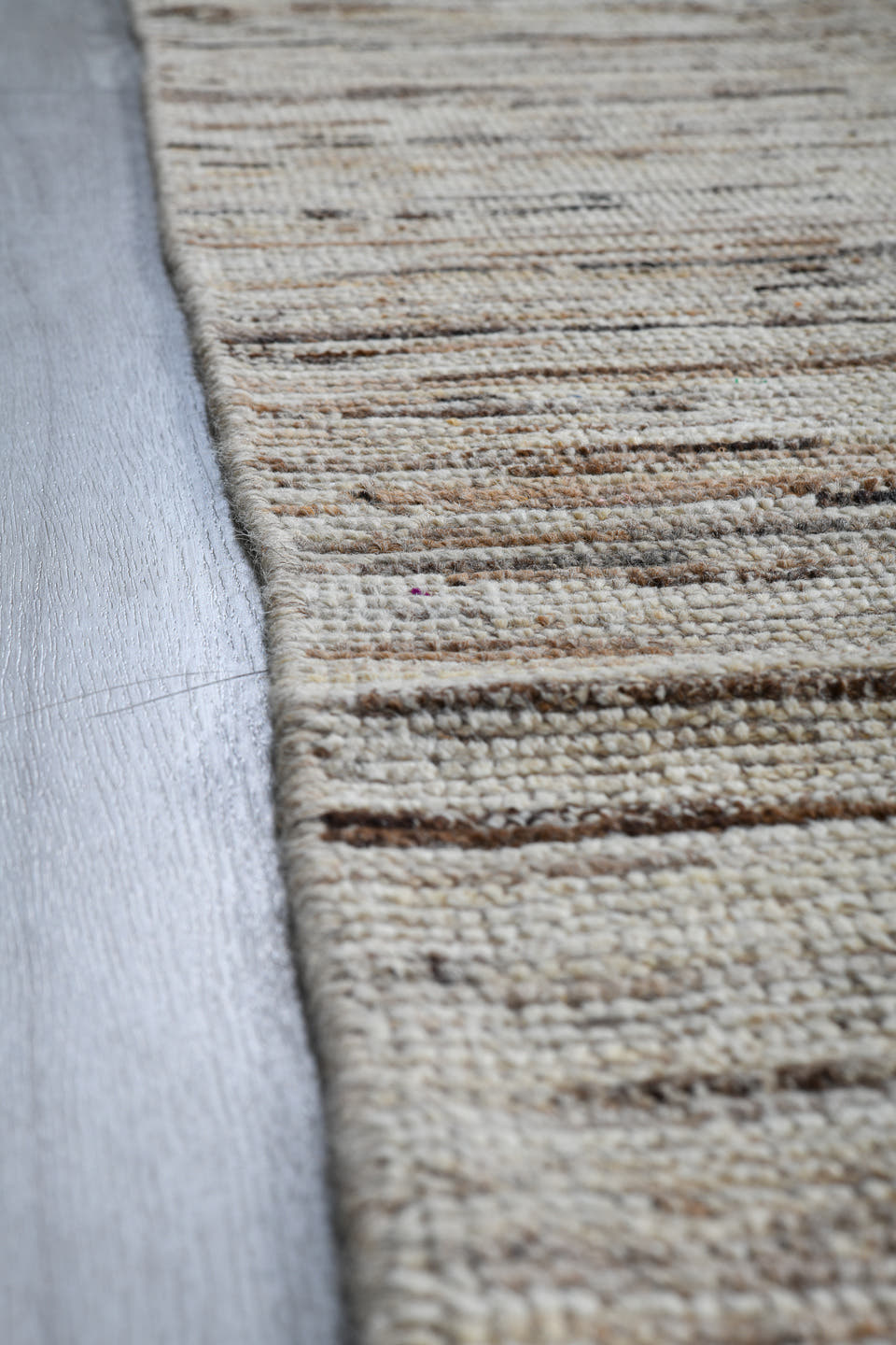 3' x 9' one-of-a-kind handmade vintage Tulu runner rug. Color palette: ivory, taupe, charcoal, brown, cream, beige, gray