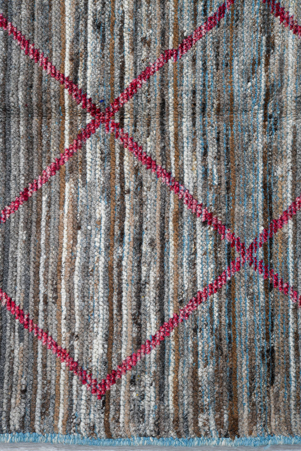 2' x 10' one-of-a-kind handmade vintage Tulu runner rug. Color palette: black, blue, brown, gainsboro, gray, light blue