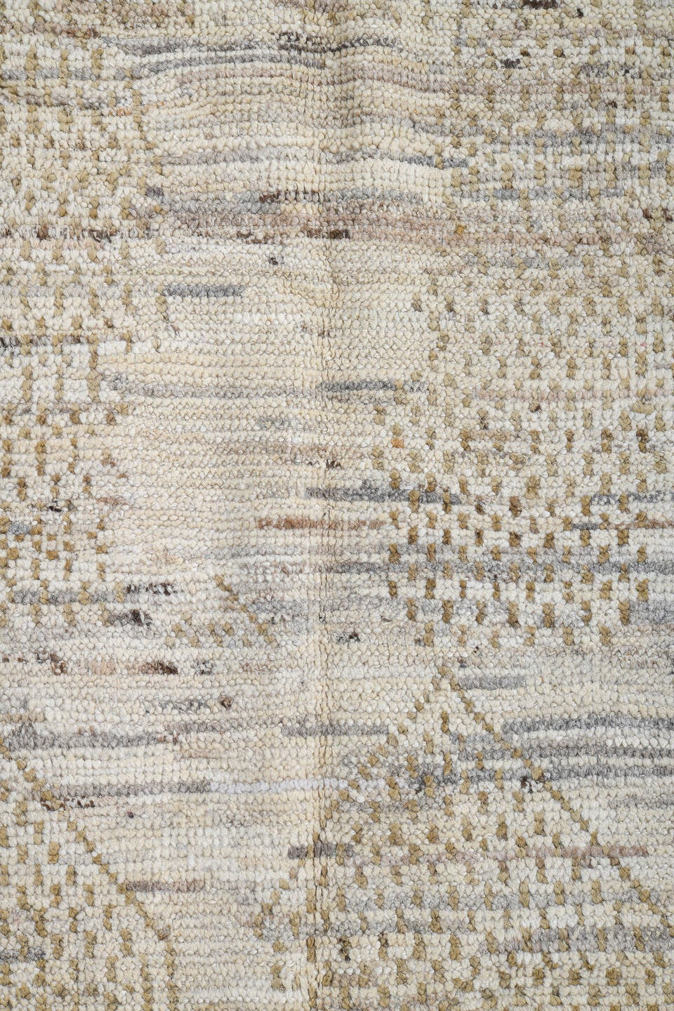 3' x 13' one-of-a-kind handmade vintage Tulu runner rug. Color palette: ivory, taupe, beige, camel, gray