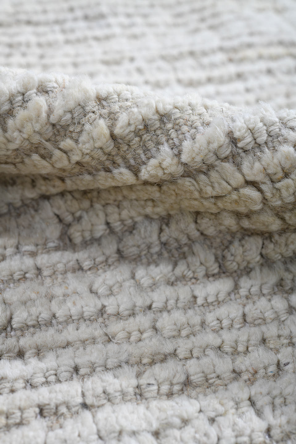 3' x 9' one-of-a-kind handmade vintage Tulu runner rug. Color palette: ivory, cream, taupe, beige, gray