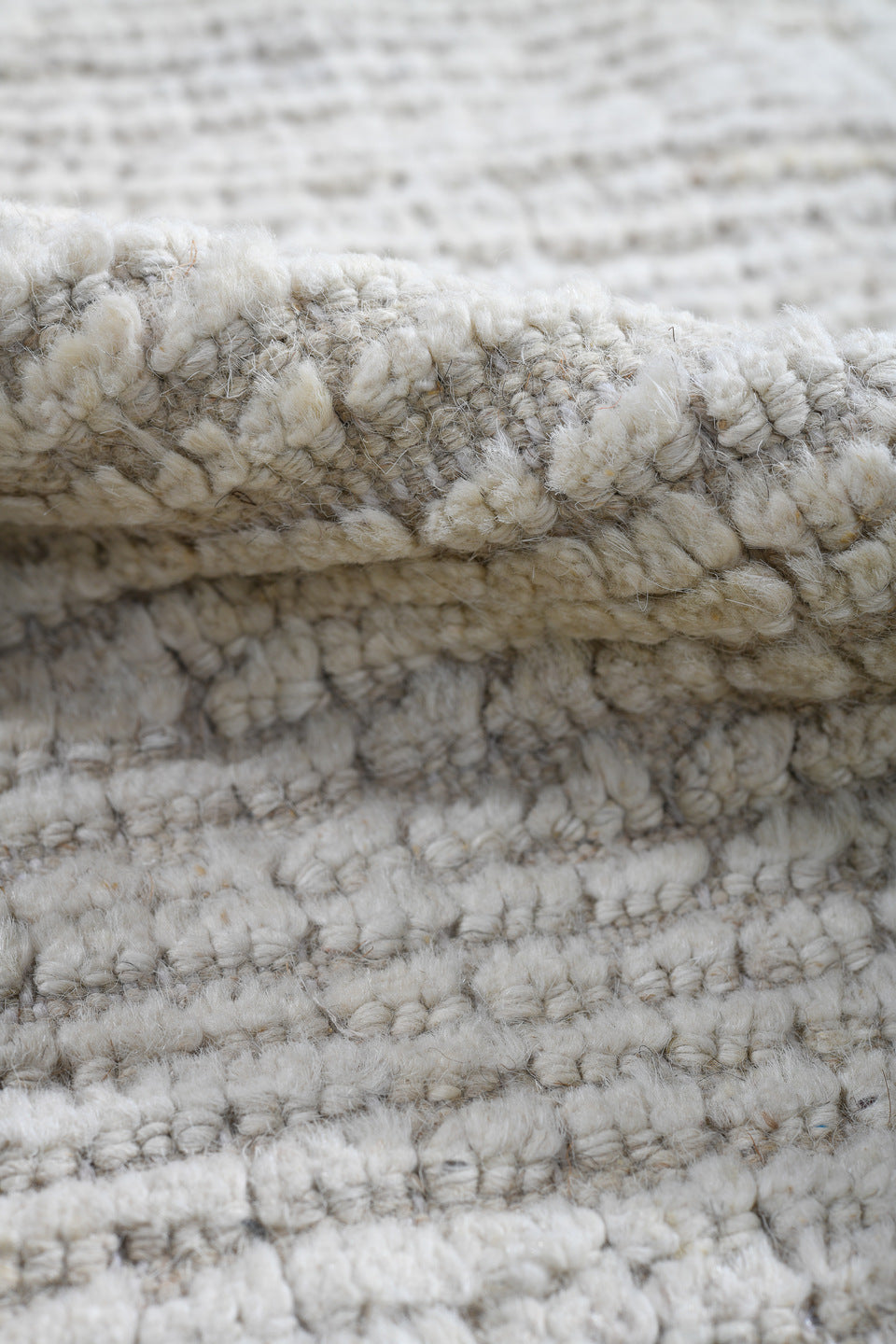 3' x 9' one-of-a-kind handmade vintage Tulu runner rug. Color palette: ivory, cream, taupe, beige, gray